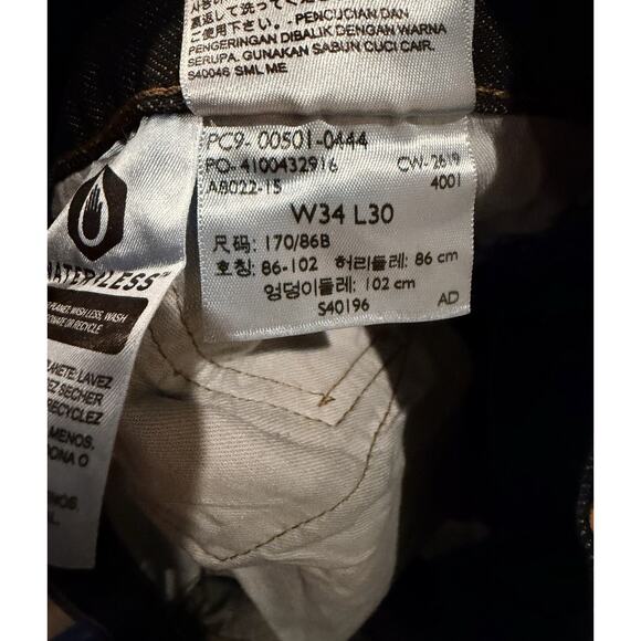 Levis Jeans 501 Mens 34x30 Blue Button Fly Dark Wash Denim Straight Original Fit - Picture 7 of 9